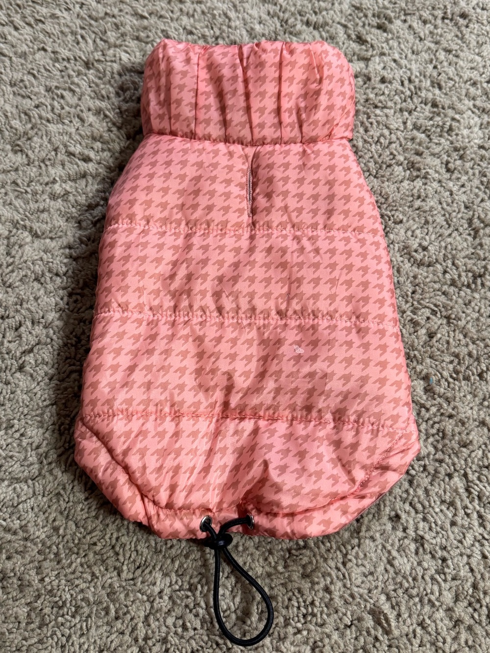 Pink Houndstooth Puffer Dog Coat